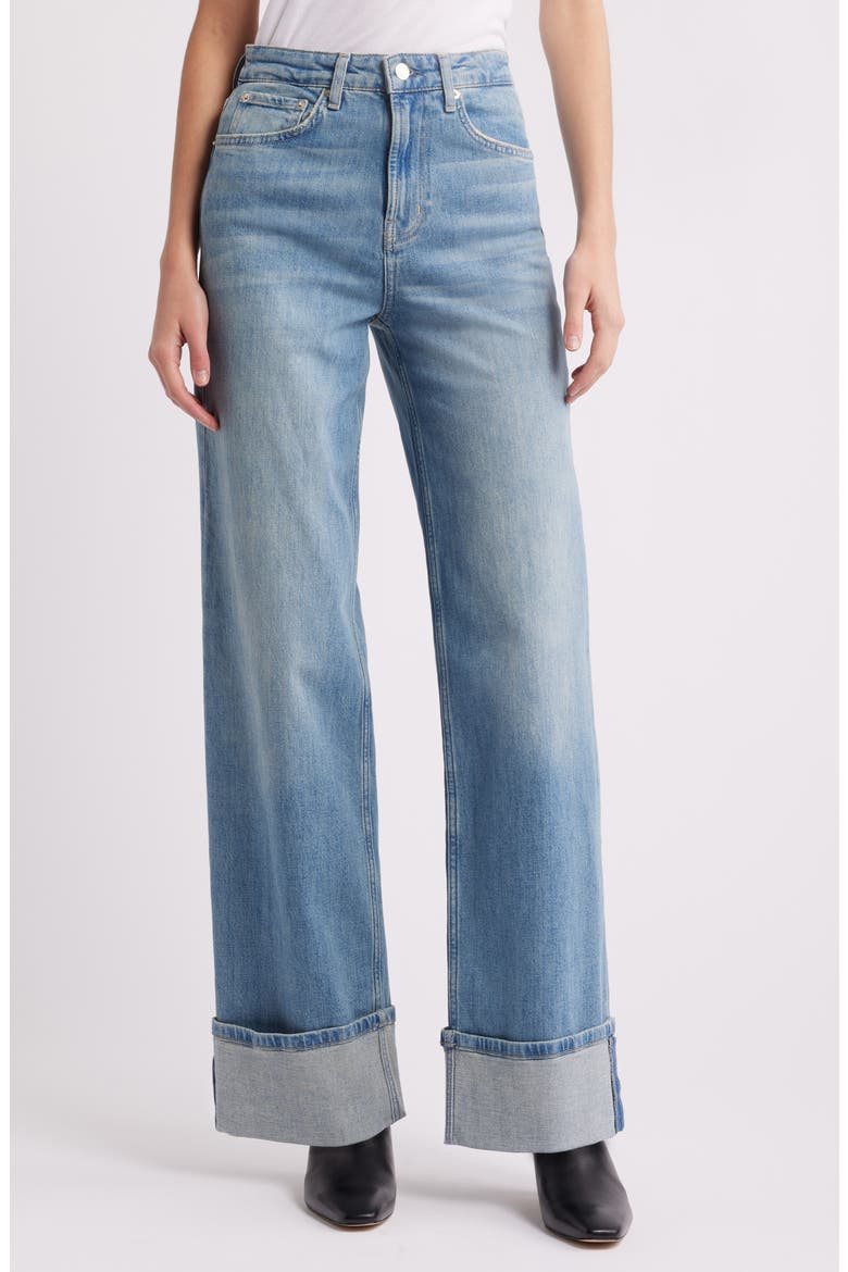 Getty High Waist Cuffed Wide Leg Jeans, Main, color, BALTIC SEA CUFFED