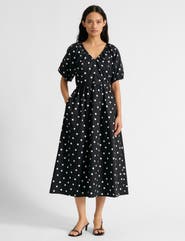 Albaray Large Spot V-Neck Midi Dress