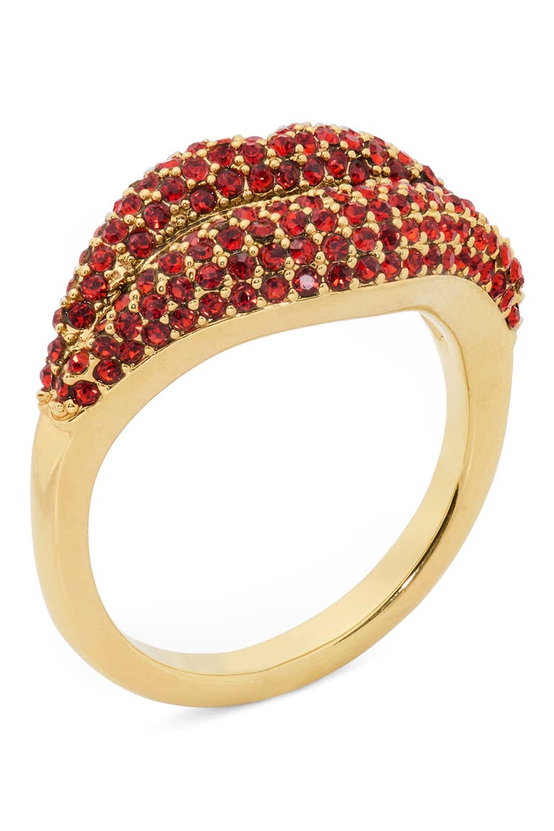 pavé lip statement ring, Alternate, color, RED