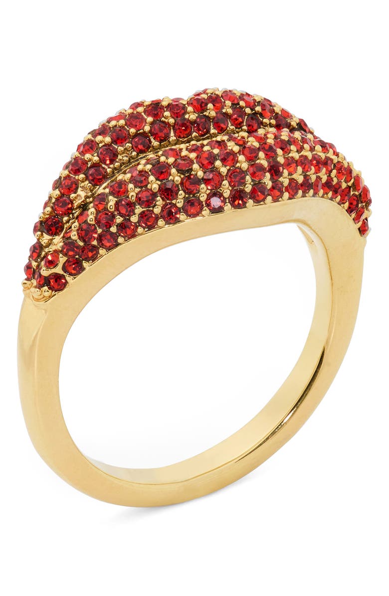 Kate Spade New York pavé lip statement ring, Alternate, color, Red