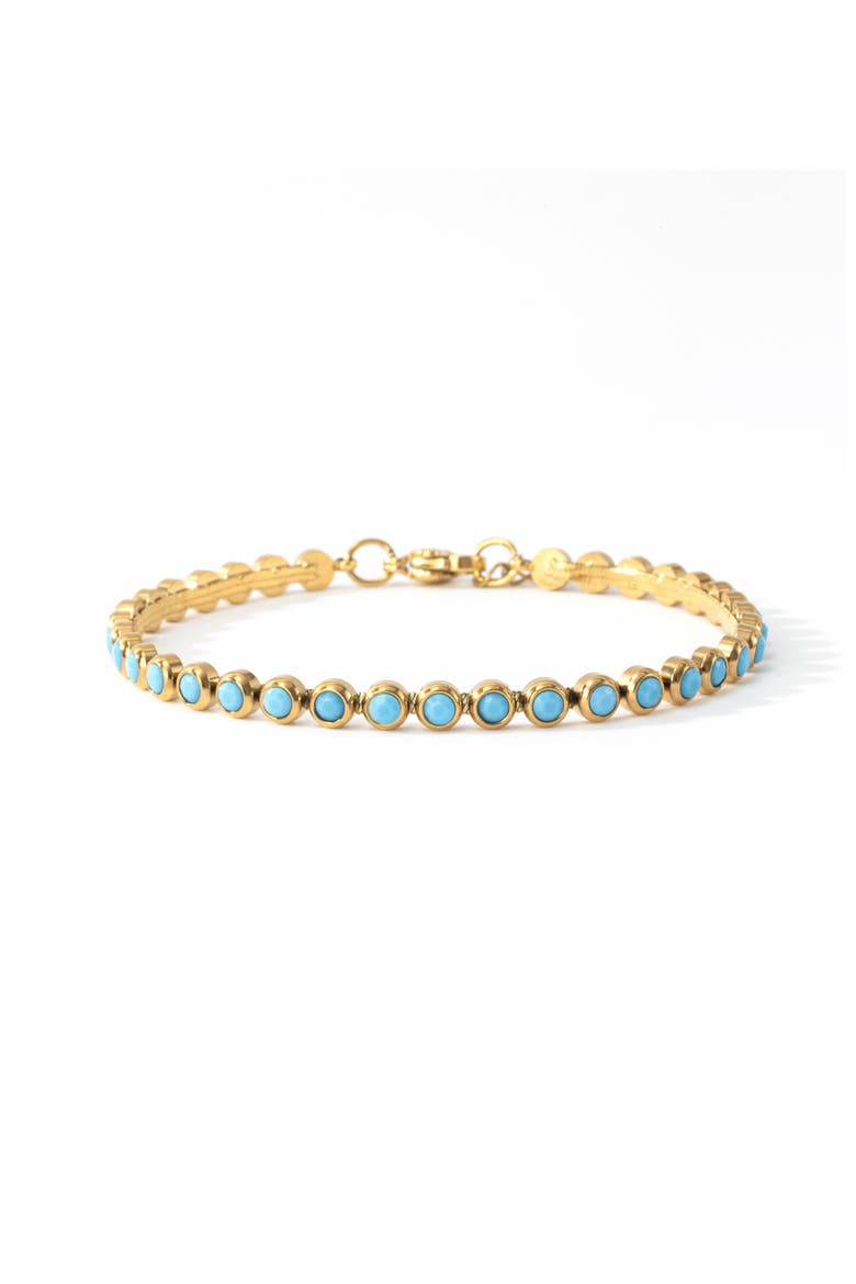 Turquoise Bezel Set Tennis Bracelet, Main, color, Gold