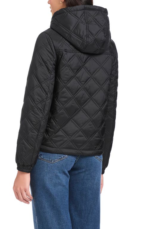 Kate Spade New York Water Resistant Diamond Quilted Hooded Jacket In Black