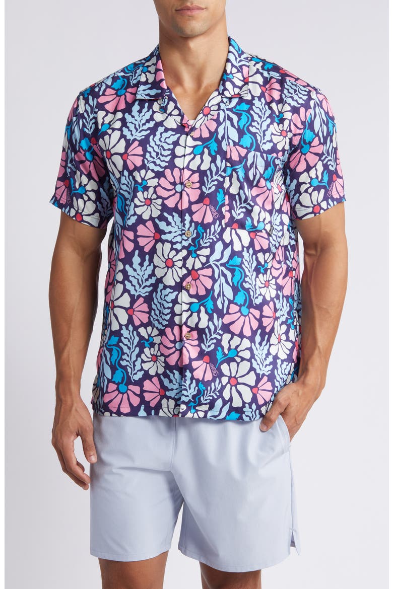 Mellow Short Sleeve Button-Up Camp Shirt, Alternate, color, BLUE