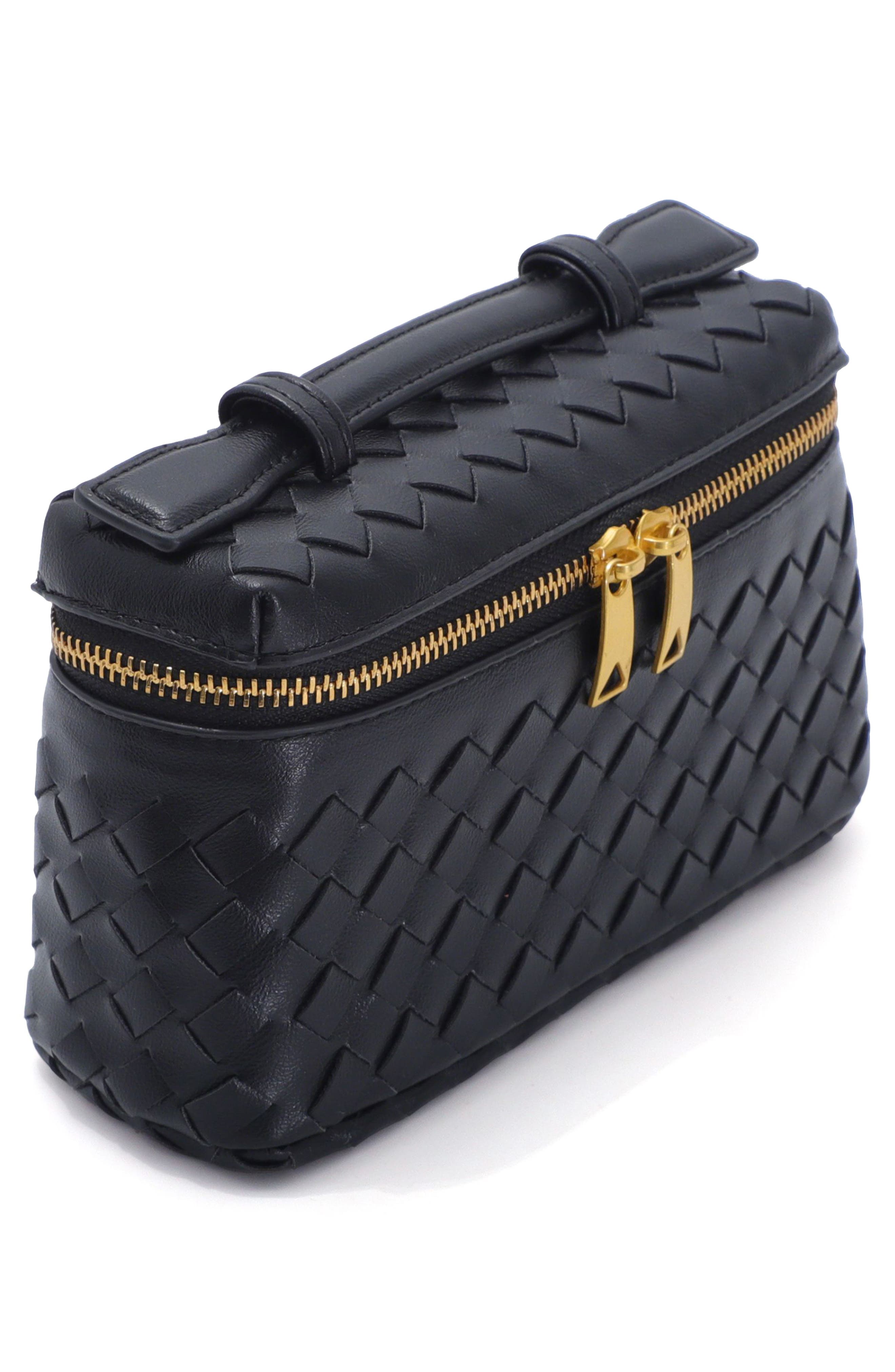 Adornia Black Woven Top Handle Bag, Alternate, color, 