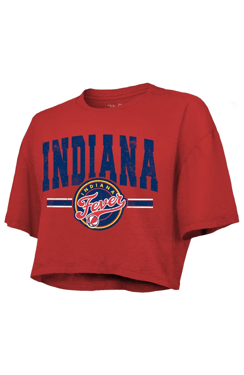 Majestic Threads Women's Majestic Threads Red Indiana Fever Chalk Stripe Boxy Crop Top, Alternate, color, Red