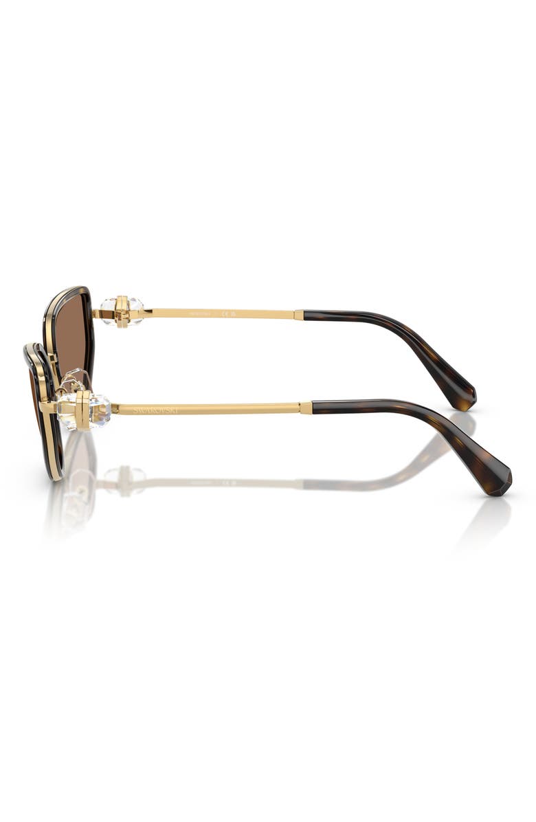 Swarovski 56mm Irregular Sunglasses, Alternate, color, Black/ Gold Havana