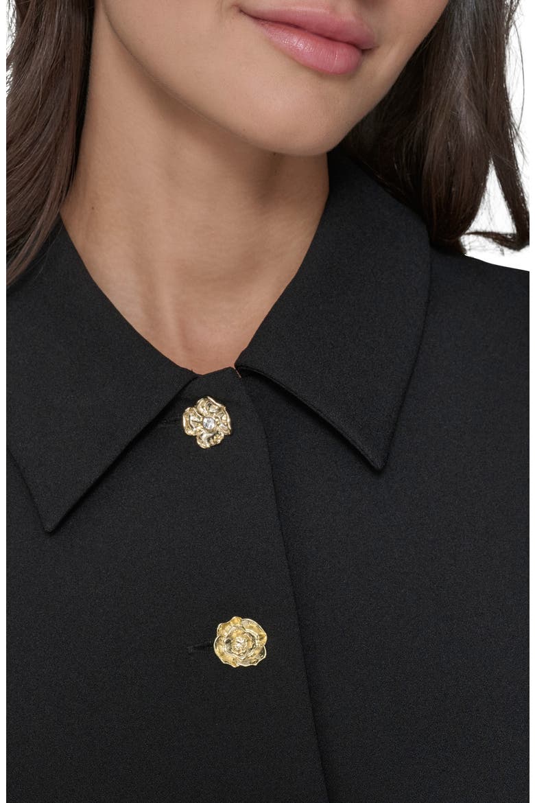 Floral Button Scuba Crepe Shirtdress, Alternate, color, BLACK