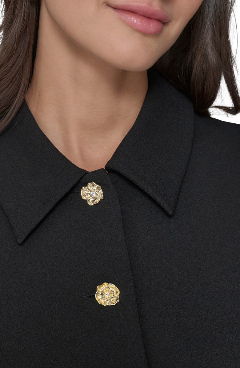 KARL LAGERFELD Floral Button Scuba Crepe Shirtdress, Alternate, color, Black