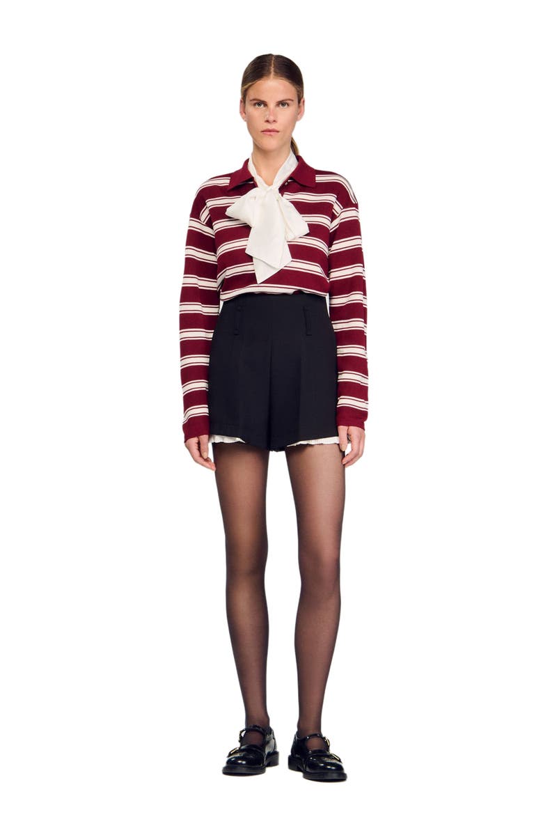 SANDRO Tailored flounced shorts, Main, color, Black