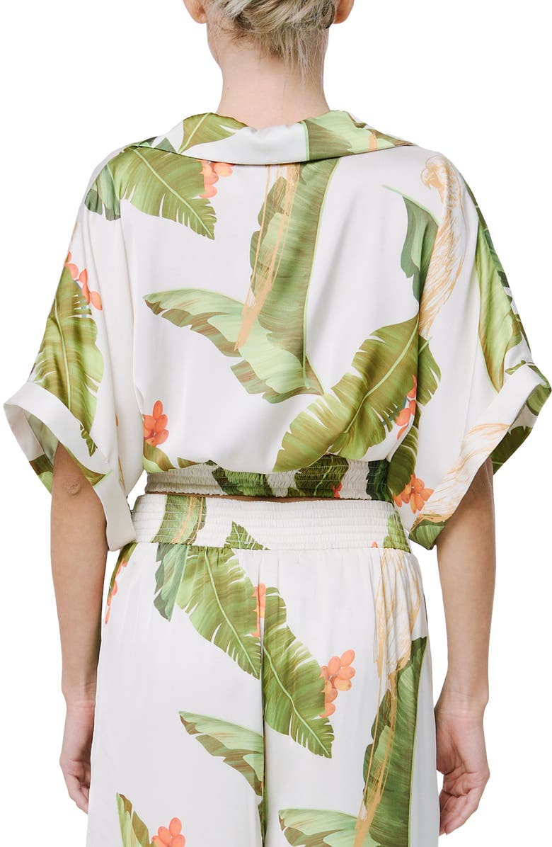 CIEBON Nina Print Tie Waist Crop Shirt, Alternate, color, 