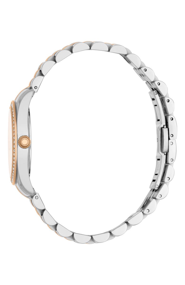 Roberto Cavalli Crystal Bracelet Watch, 31mm, Alternate, color, Two Tone Silver & Rose Gold