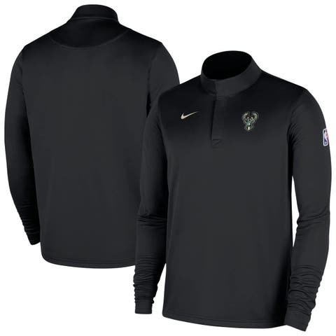 Men's Nike Black Milwaukee Bucks 2025/26 Authentic Coaches Quarter-Zip Dri-Fit Top