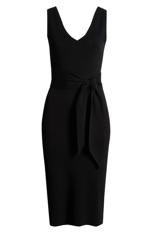 Wayf Martini Tie Waist Sweater Dress In Black