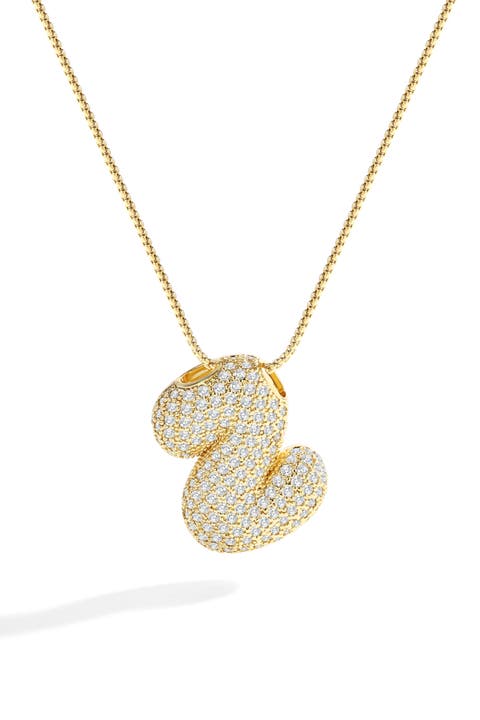 Pave Bubble Initial Necklace