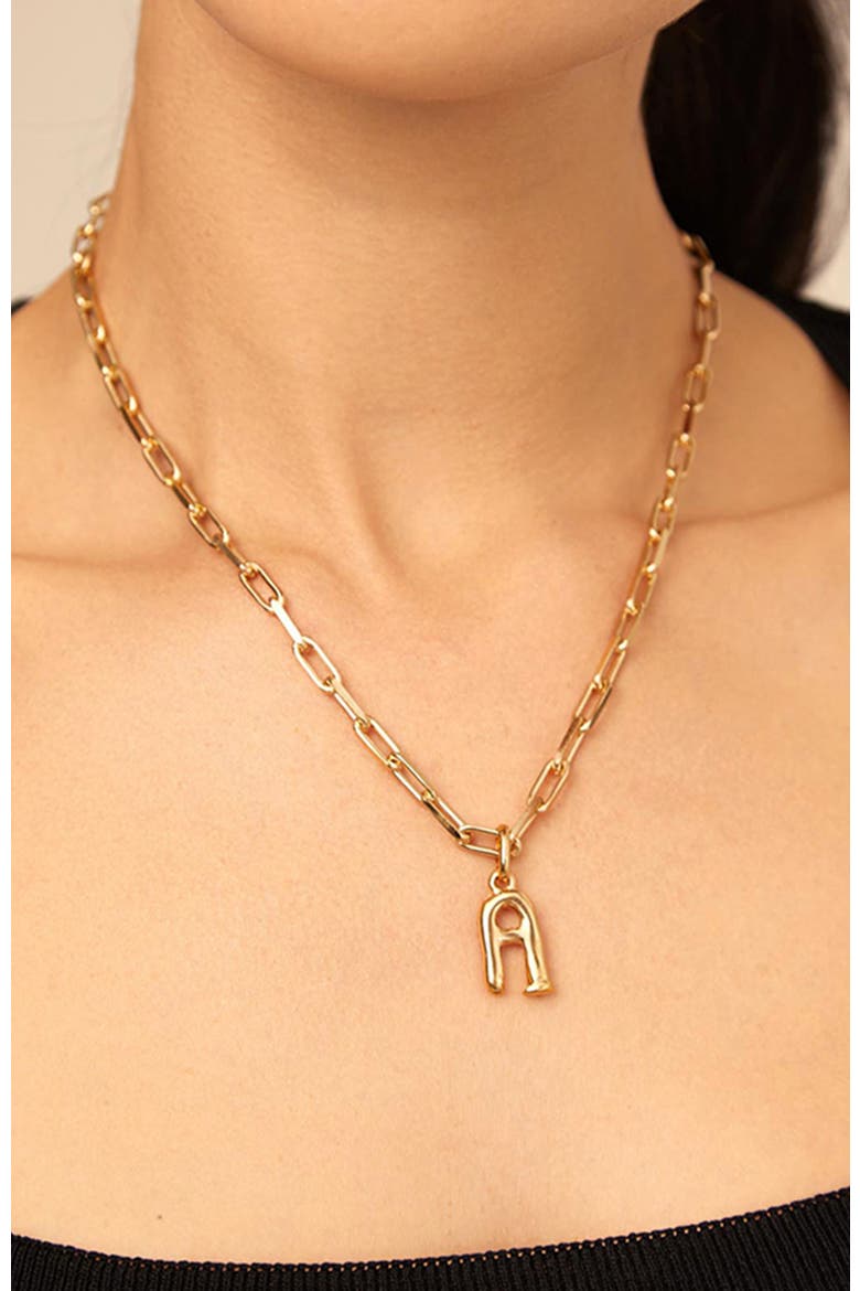 18K Gold-Plated Letter A Charm, Alternate, color, Gold