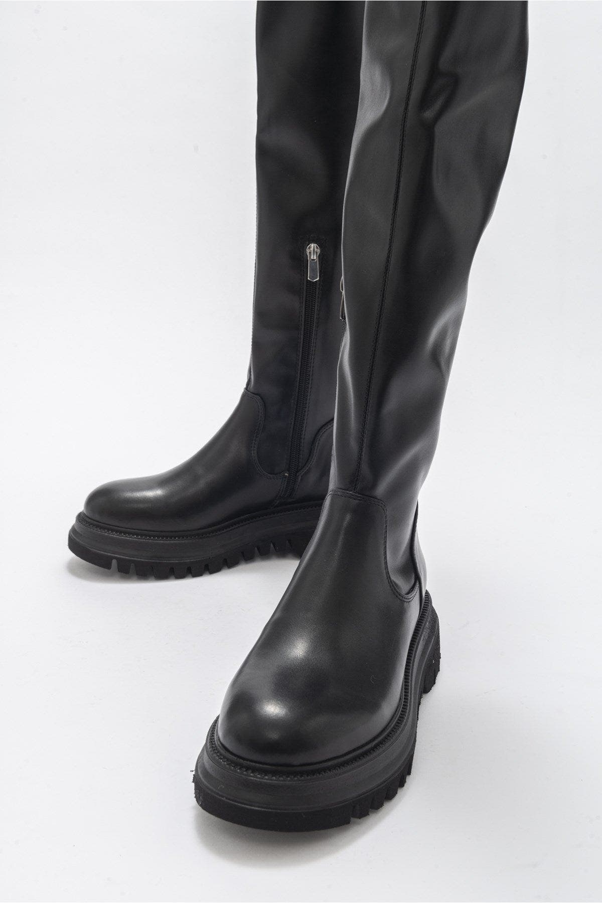 Prologue Shoes Chip Knee Over Boot, Alternate, color, Black Faux Leather