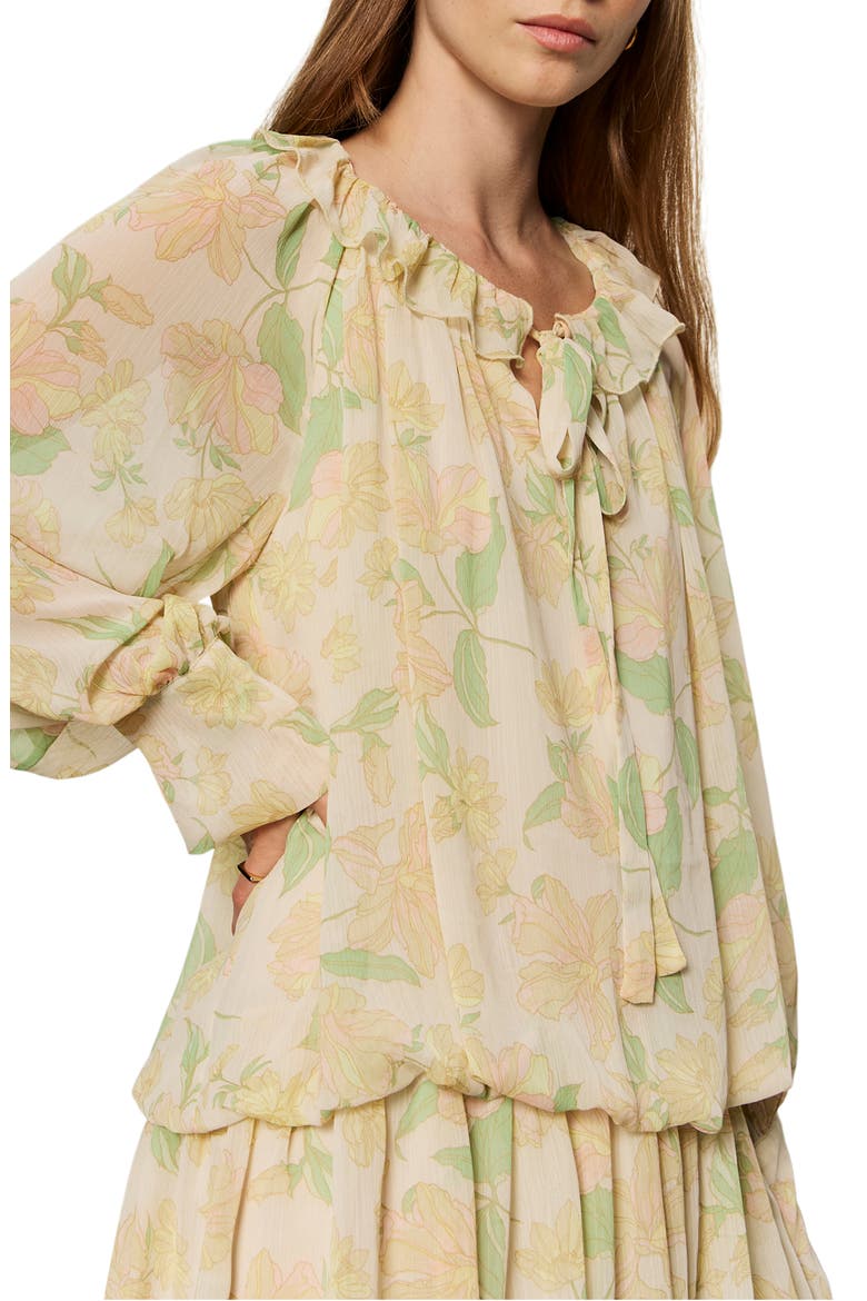 Floral Print Long Sleeve Minidress, Alternate, color, GENTLE LILY YELLOW