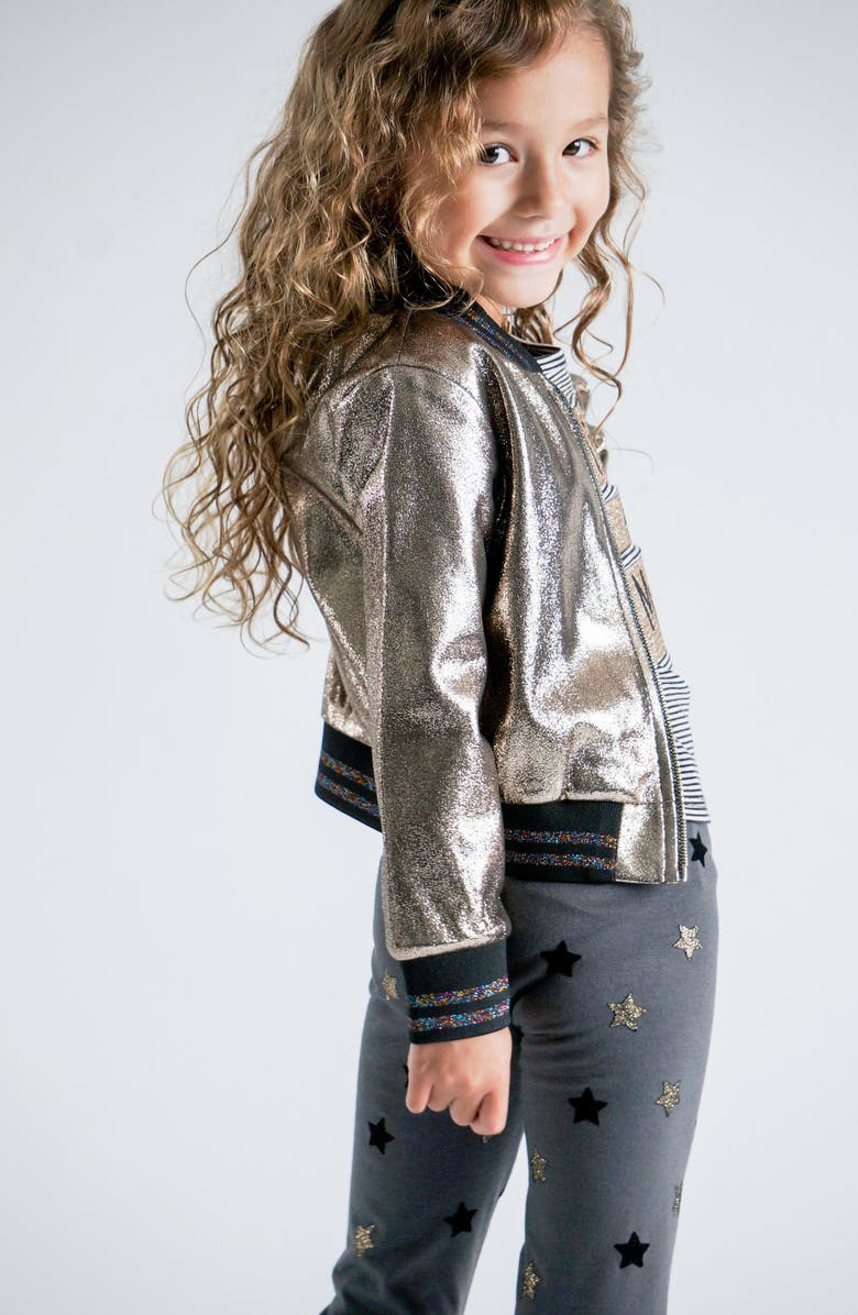 Truly Me Metallic Bomber Jacket, Alternate, color, 