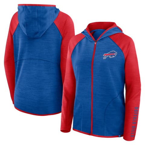 Women's Fanatics Royal/Red Buffalo Bills Redzone End Around Pass Raglan Full-Zip Hoodie