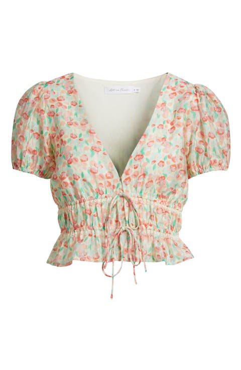 Floral Tie Front Crop Top