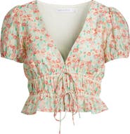 All in Favor Floral Tie Front Crop Top