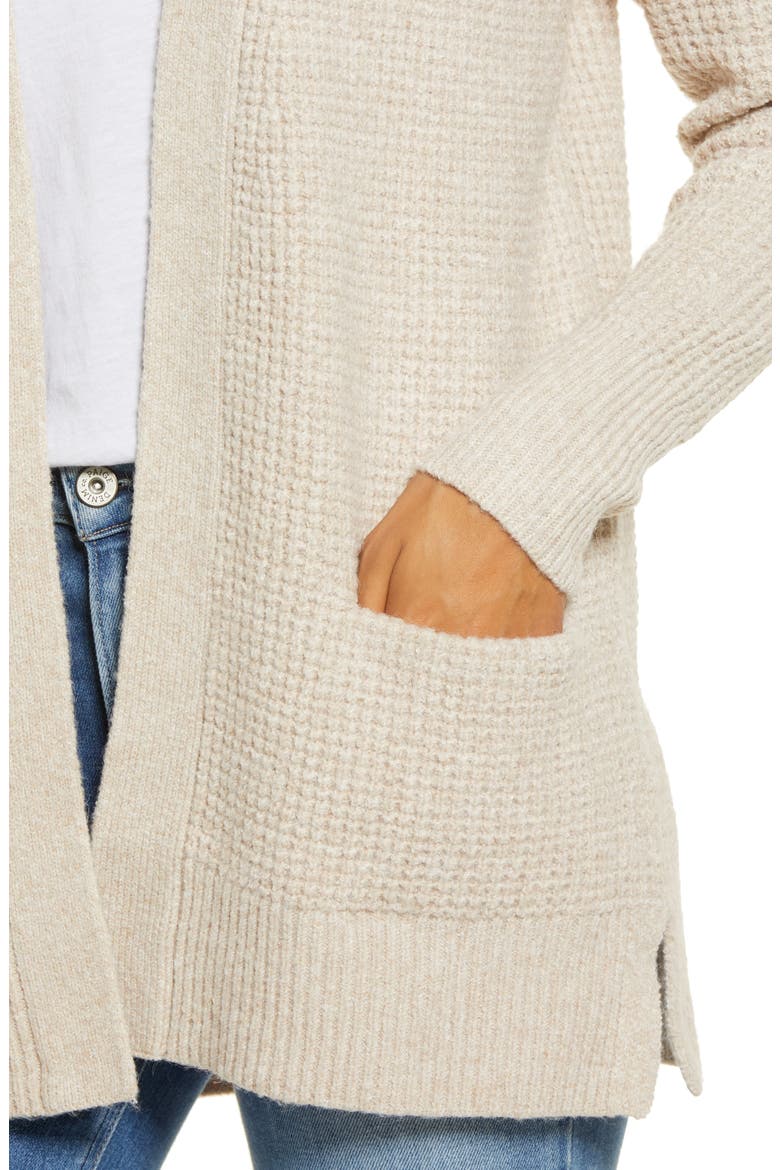 Open Front Cardigan Sweater, Alternate, color, BEIGE OATMEAL LIGHT HEATHER