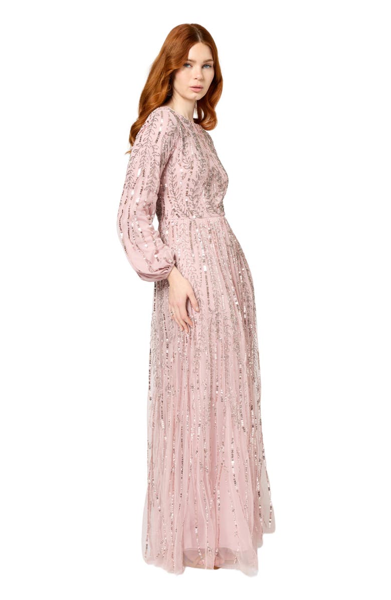 MARYISA Occasion Modest Embellished Sequin Beaded A Line Evening Maxi Dress, Alternate, color,