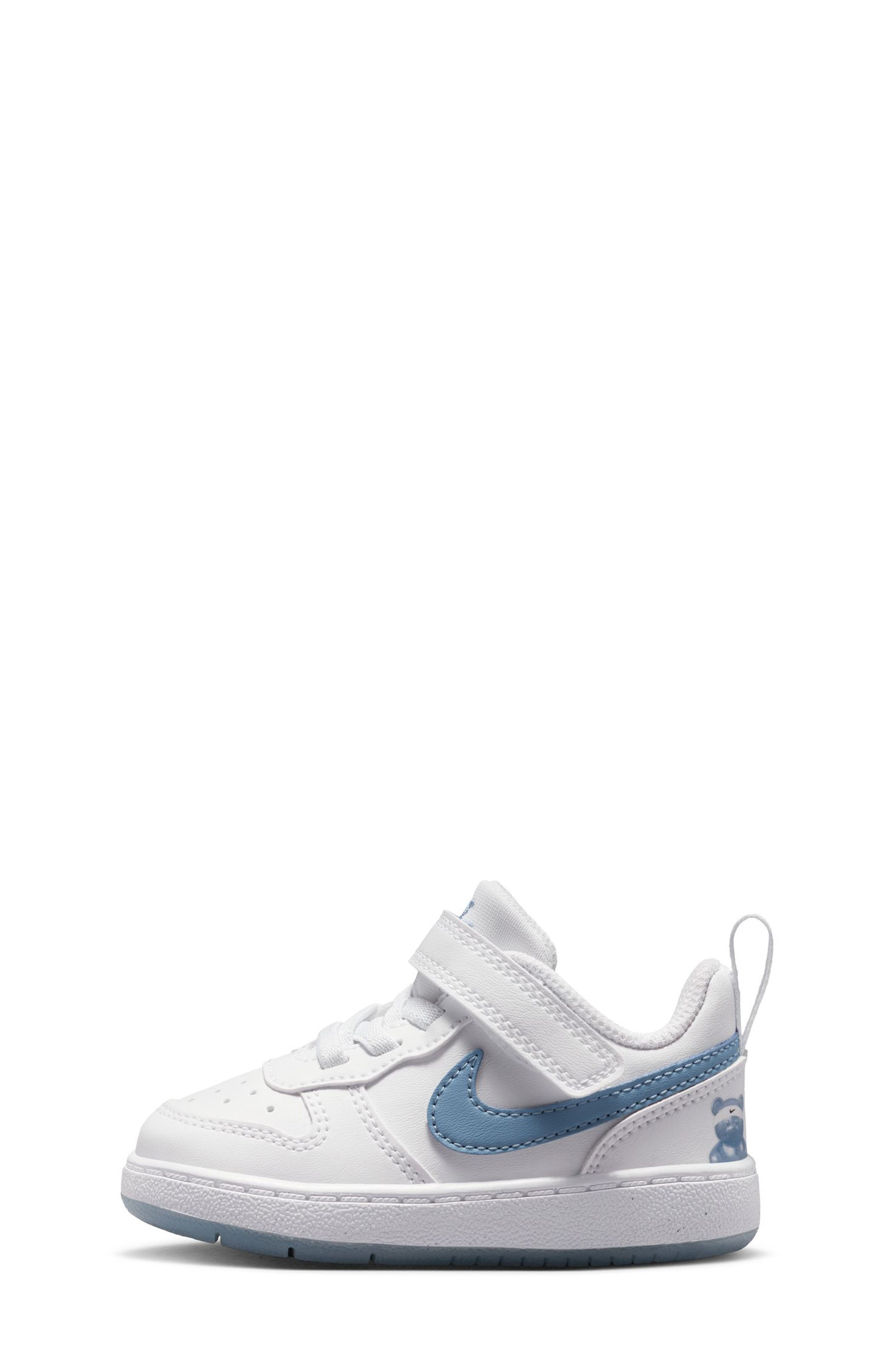 Nike Kids' Court Borough Low Sneaker, Alternate, color, White/ Work Blue