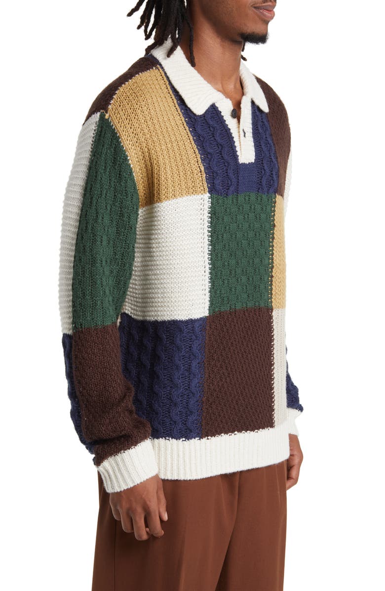 Obey Oliver Patchwork Polo Sweater, Alternate, color, 