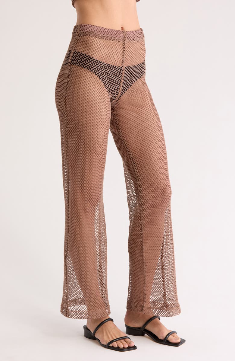 BOAMAR Atalaya Mesh Wide Leg Cover-Up Pants, Alternate, color, Coffee