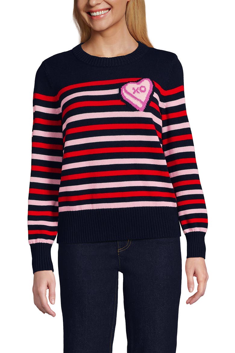 Drifter Embellished Crew Neck Sweater, Alternate, color, Candy Heart/Navy/Red Stripe