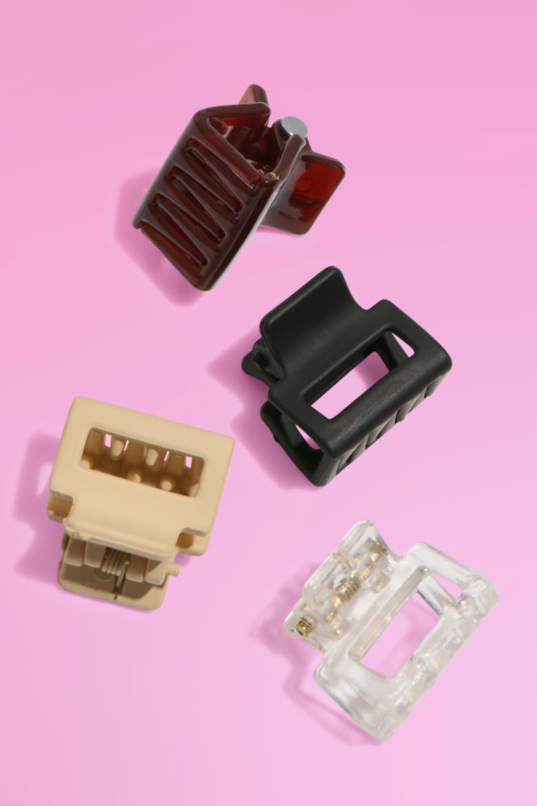 Mini Square Claw Clip Set, Alternate, color, Black