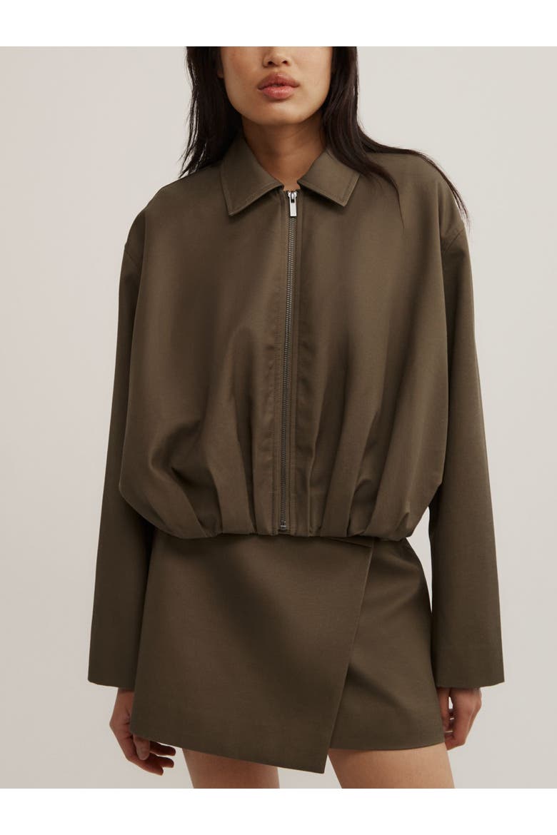 Gathered Hem Bomber Jacket, Main, color, Khaki