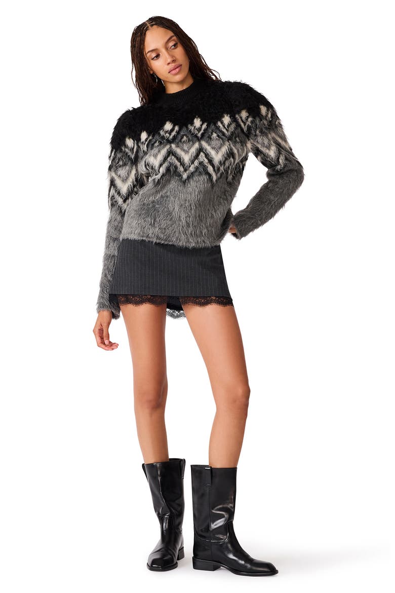 Mora Chevron Fuzzy Sweater, Alternate, color, BLACK MULTI