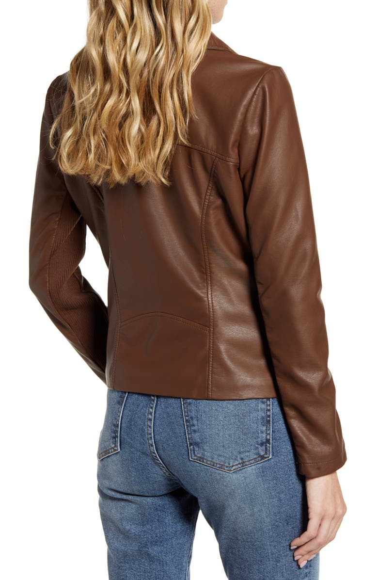BB Dakota by Steve Madden BB Dakota Up to Speed Faux Leather Moto Jacket, Alternate, color,