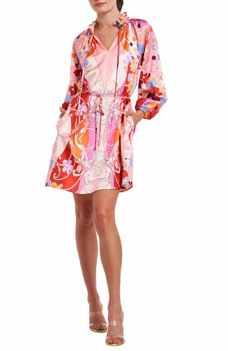 CIEBON Drea Floral Print Long Sleeve Minidress