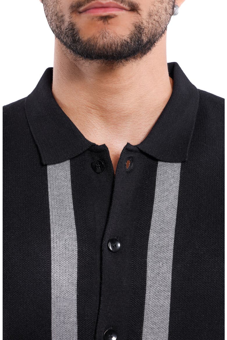 Jacquard Polo Sweater, Alternate, color, BLACK/ HEATHER GREY