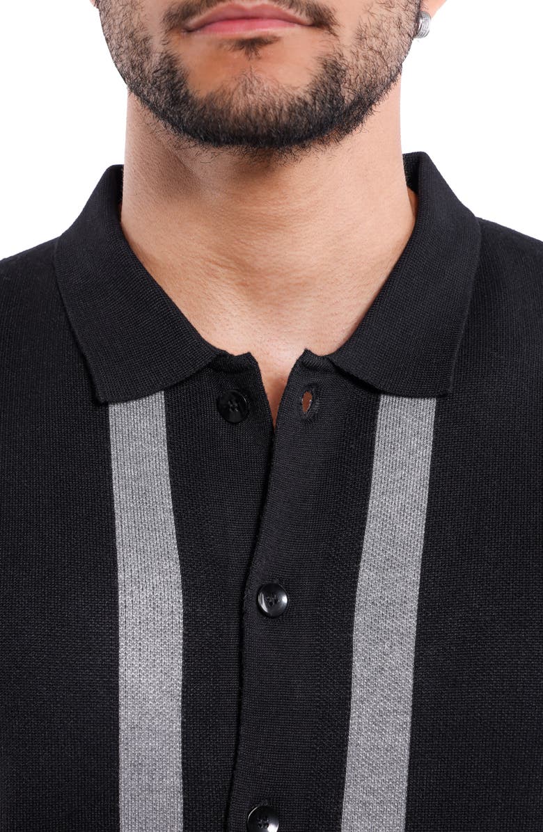 Spring + Mercer Jacquard Polo Sweater, Alternate, color, Black/ Heather Grey