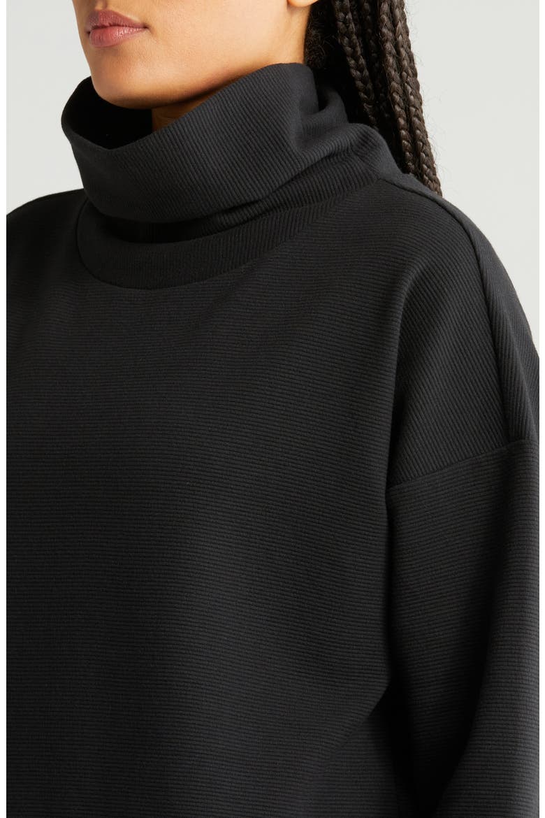Downtown Ottoman Turtleneck Sweatshirt, Alternate, color, BLACK