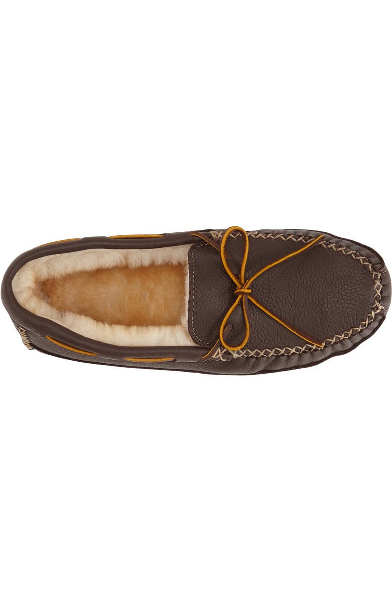 Minnetonka Genuine Shearling Leather Slipper, Alternate, color, Chocolate