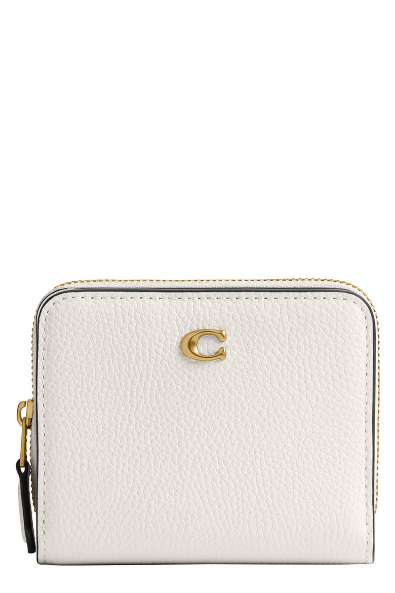 Polished Pebble Leather Bifold Wallet, Main, color, CHALK