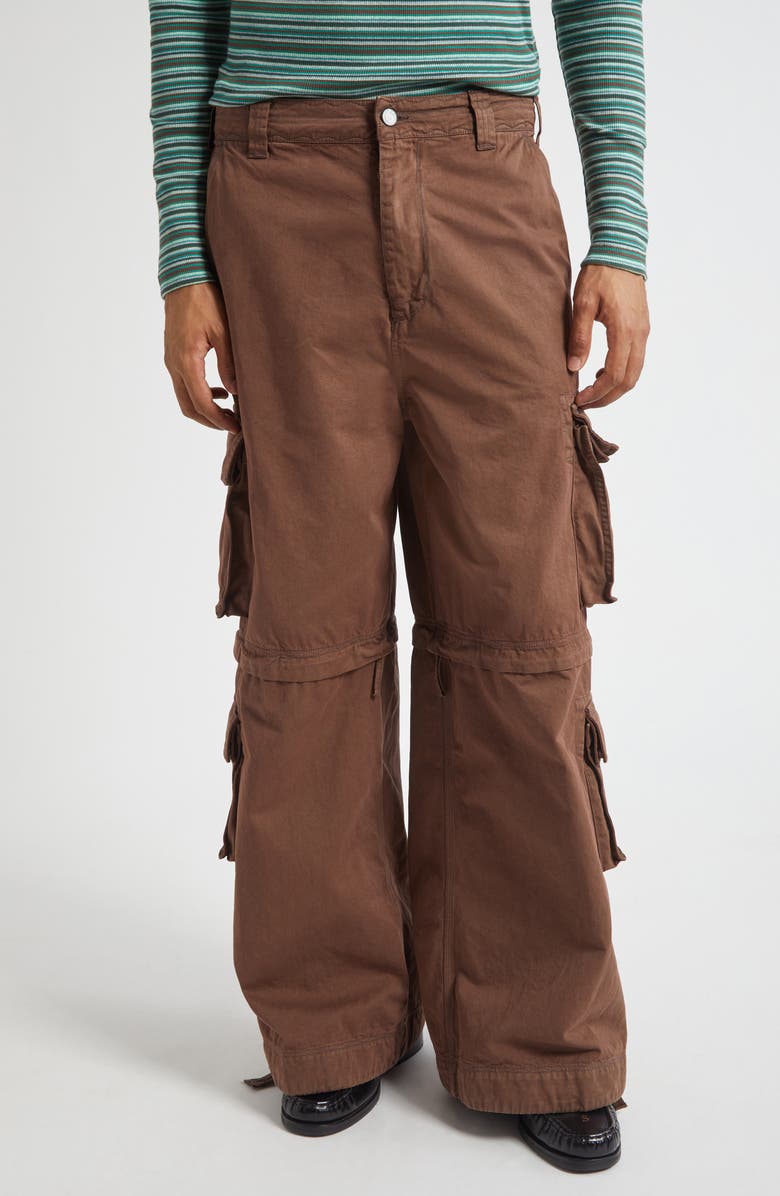 ERL Gender Inclusive Zip-Off Cargo Pants, Main, color, Brown