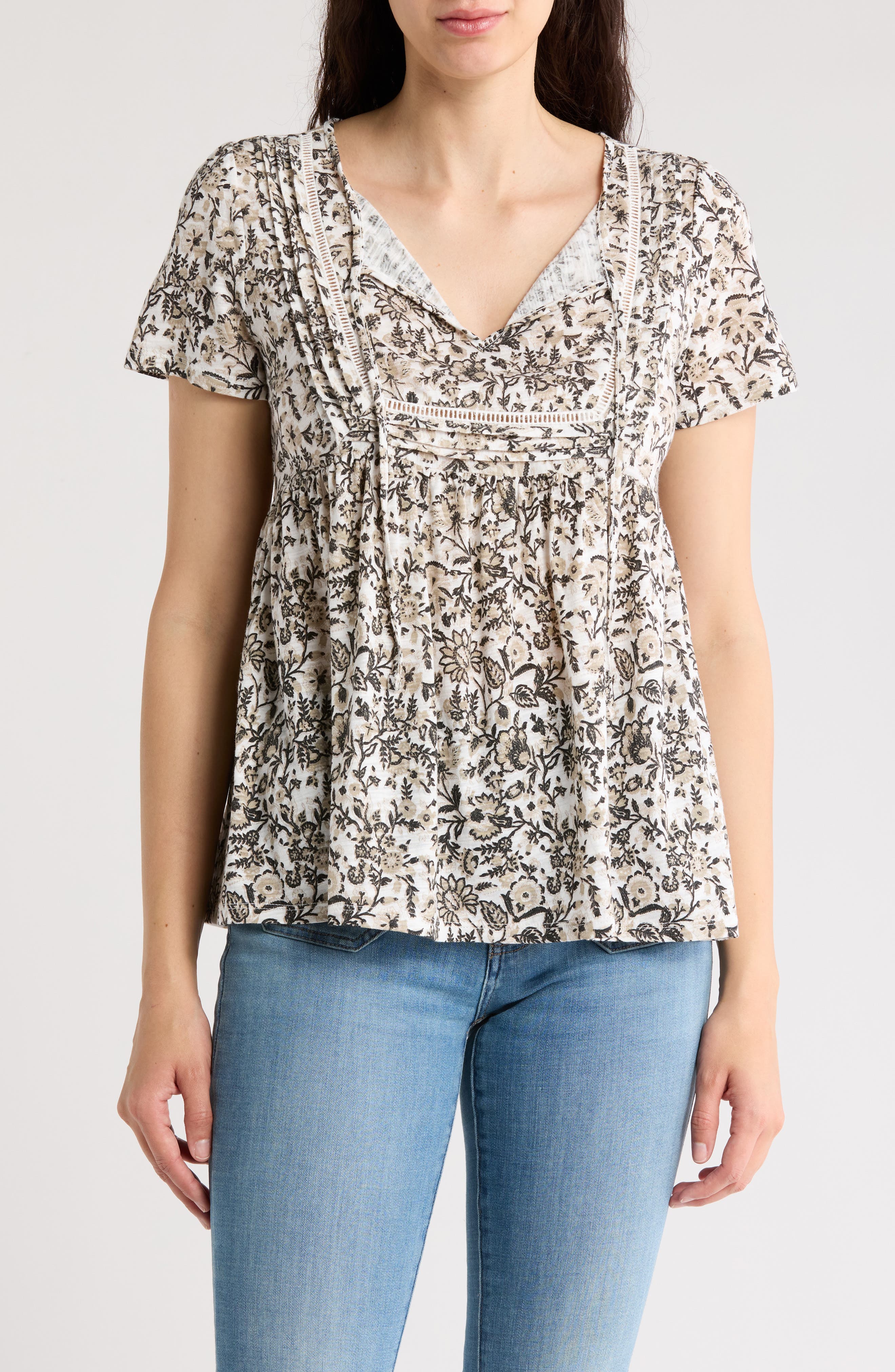Lucky Brand Tie Front Pintuck Top | Nordstromrack