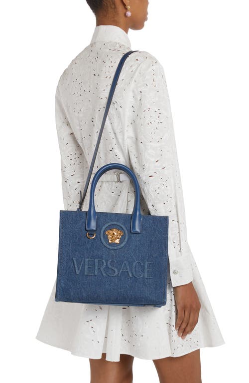 Versace Small La Medusa Denim Tote