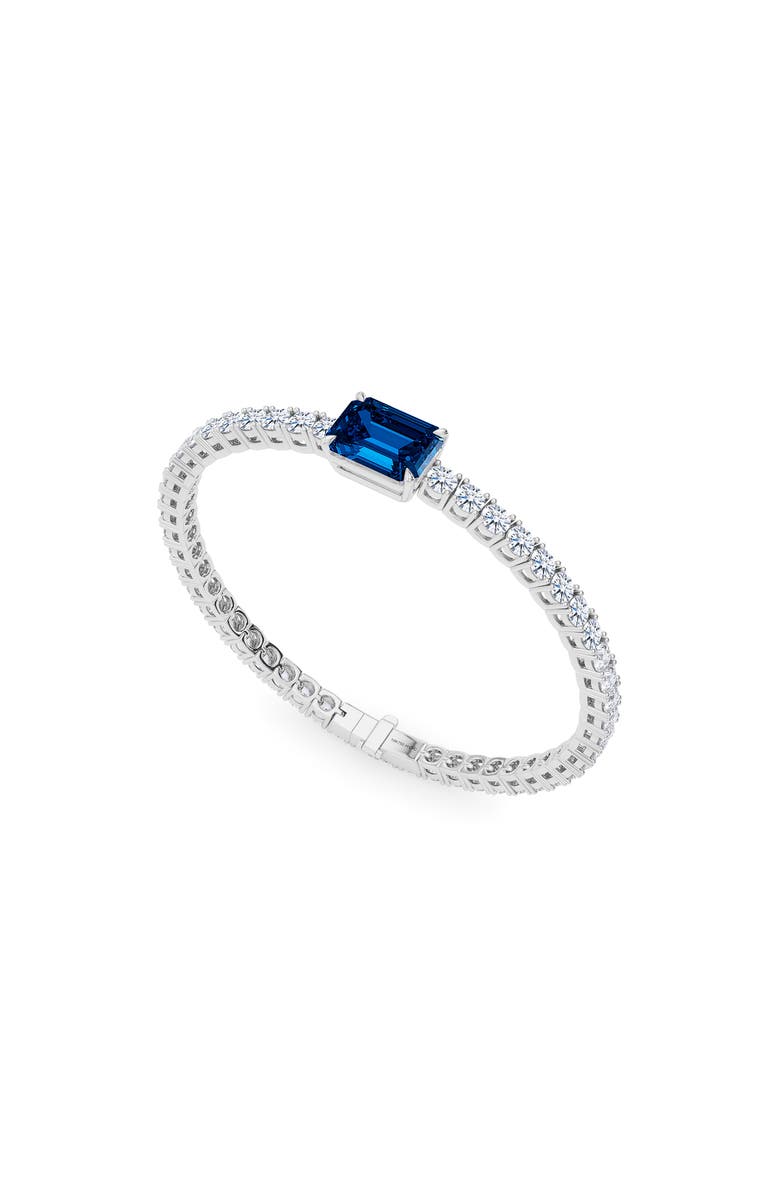 HauteCarat Lab Created Diamond & Sapphire Birthstone Tennis Bracelet, Alternate, color, Sapphire/ 18K White Gold