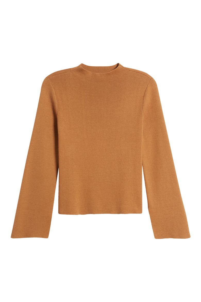 Funnel Neck Cotton Blend Sweater, Alternate, color, DESERT CAMEL