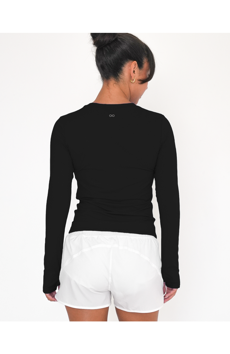 Rebody Active Raya Mid Length Compression Nylon Long Sleeve Top, Alternate, color, Black