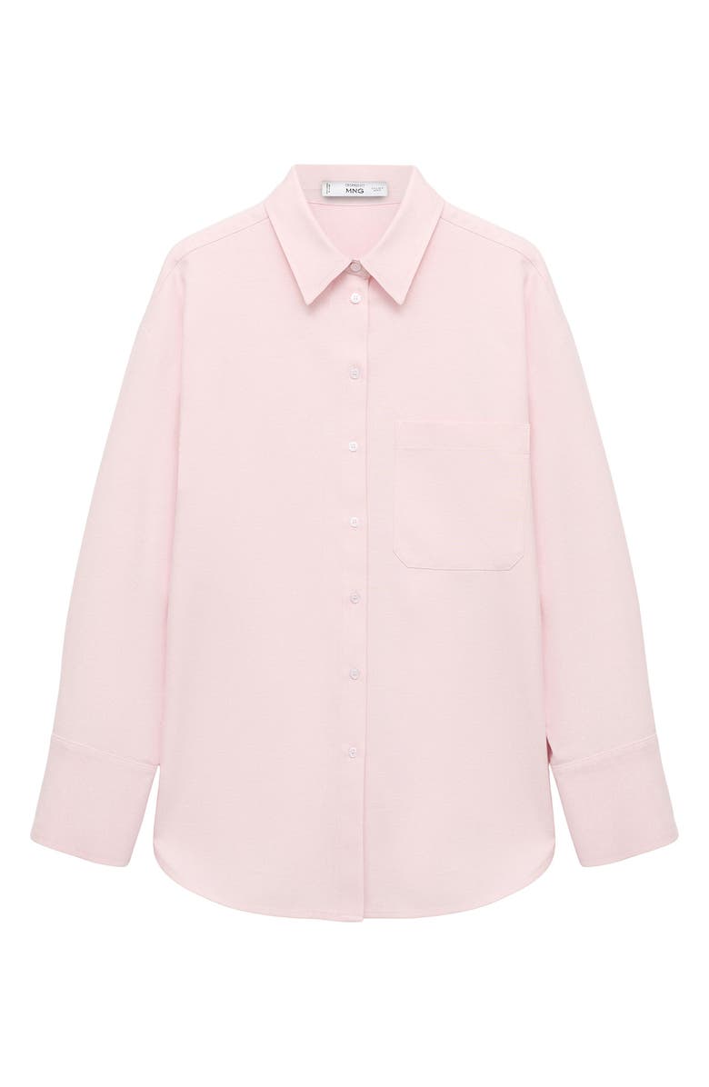 MANGO Oversize Button-Up Shirt, Alternate, color, Pastel Pink