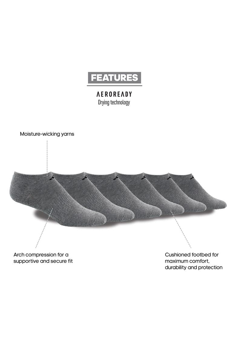 6-Pack AEROREADY Cushioned Athletic Socks, Alternate, color, GREY