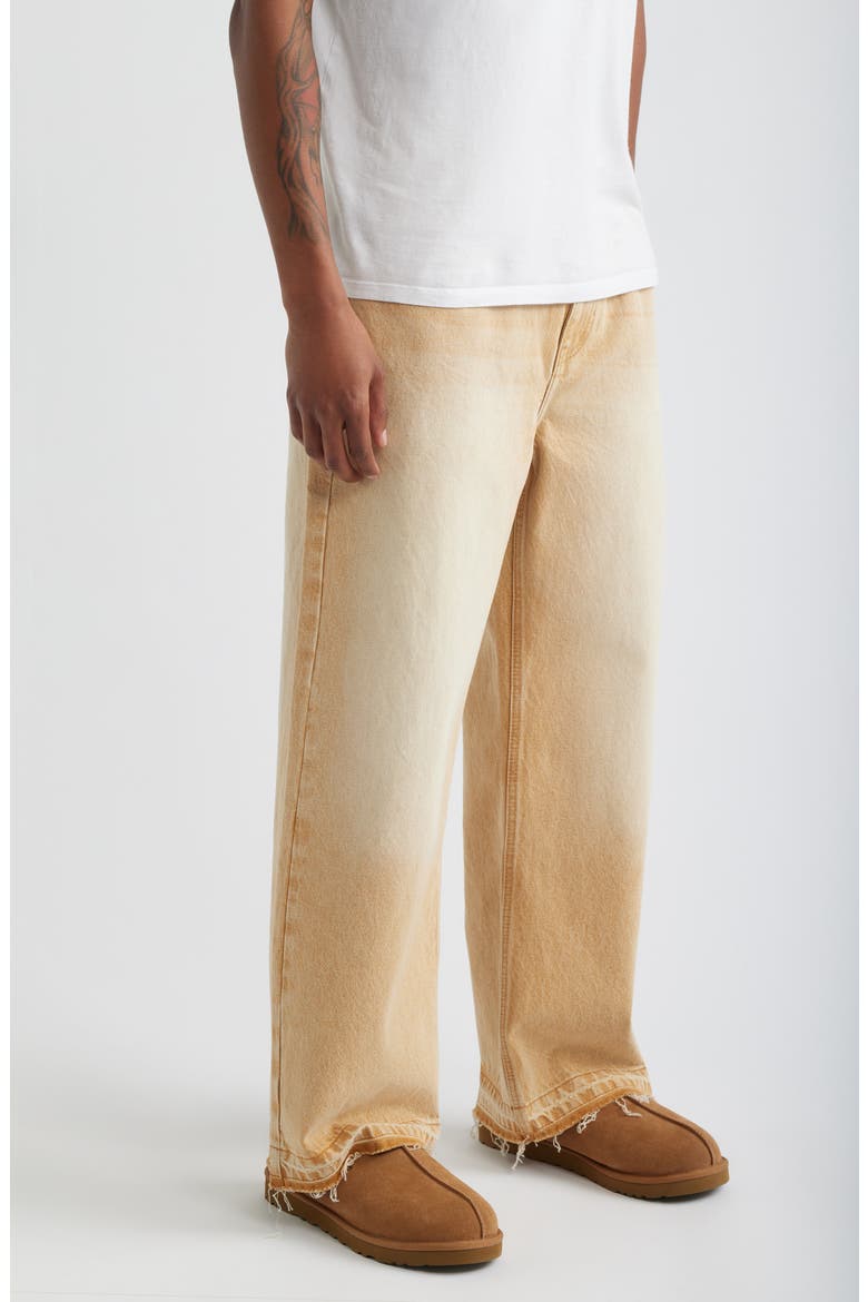 Released Hem Baggy Denim Pants, Alternate, color, KHAKI